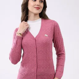 Monte Carlo Women Woollen V Neck Full Sleeve Cardigan-picture-48