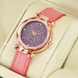 CSAMON Women Embellished Round Dial Analogue Watch Full Daimouns Orange_Lether Copper-image-43