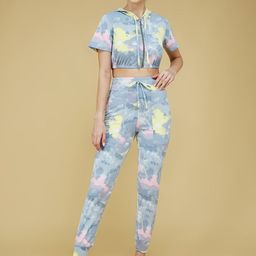 Life With Pockets Tie & Dyed Crop Top With Jogger Co-Ords-image-2