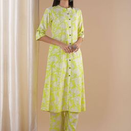 FASHOR Floral Printed Mandarin Collar A-Line Tunic & Palazzo-picture-18