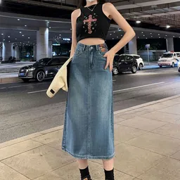 StyleCast Denim A-Line Midi Skirt-13