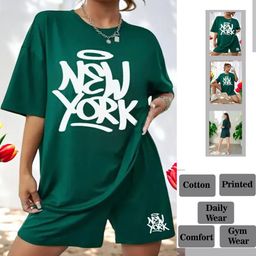 My Swag Quirky Printed Pure Cotton Round Neck T-Shirt With Shorts-picture-18
