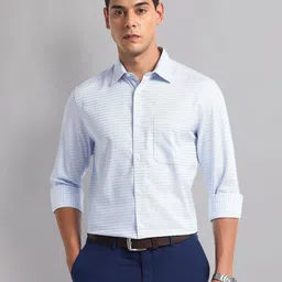AD By Arvind Men Spread Collar Micro Checked Cotton Casual Shirt-image-78