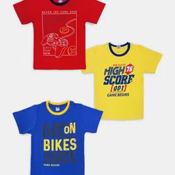 Here&Now X Game Begins Boys Pack of 3 Assorted Typography Printed T-shirts-44