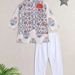 The Magic Wand Boys Floral Printed Regular Pure Cotton Kurta with Pyjamas-picture-50