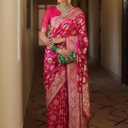 ZILVIRA Woven Design Zari Banarasi Saree-image-0