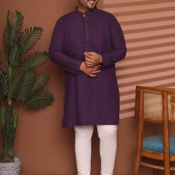 Enchanted Drapes Plus Size Geometric Printed Band Collar Pure Cotton Straight Kurta-image-86