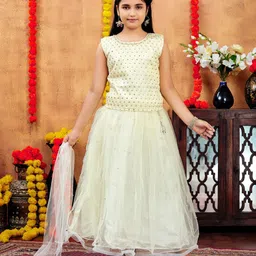 Aarika Girls Embroidered Ready to Wear Lehenga & Blouse With Dupatta-image-91