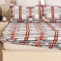HOMEMONDE Nomadic Dreams White 210 TC Cotton King Fitted Bedsheet Set 1.98 m x 1.98 m-picture-23