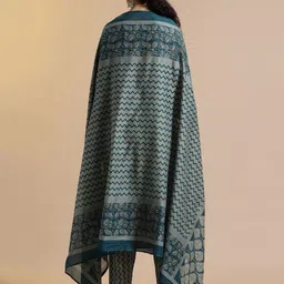 Anouk Floral Printed Thread Work Pure Cotton Kurta with Trouser & Dupatta image 3