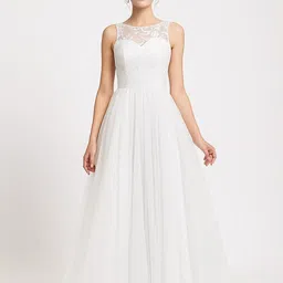TILISM Women Self Design Gathered or Pleated Net Fit & Flare Dress-image-57