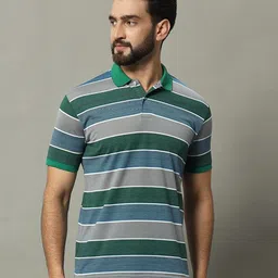 GET GOLF Men Striped Polo Collar Cotton T-shirt-image-69
