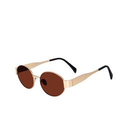 CREEK Unisex Oval Sunglasses with UV Protected Lens (GOLD/BROWN)-BROWN-46