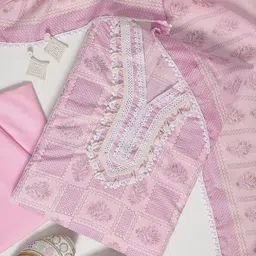Libas Ethnic Motifs Thread Work Printed Unstitched Dress Material-image-31