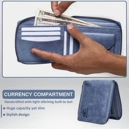 JND Men Premium Leather Zip-Around Wallet with Multiple Compartments image 2