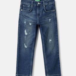 United Colors of Benetton Boys Straight Fit Mid-Rise Mildly Distressed Light Fade Jeans-image-52