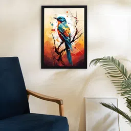 Giftii Blue & Orange Colored Printed Wooden Framed Wall Art-16