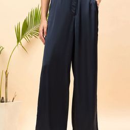 JUNE & HARRY Women Relaxed Straight Leg High-Rise Pleated Trousers-image-46
