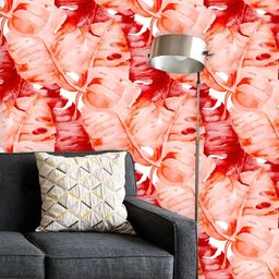 ArtzFolio Printed UV-Resistant Anti-Bacterial Red Watercolor Banana Leaves Peel & Stick Wallpaper-image-21