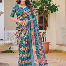 Anouk Ethnic Motifs Printed Saree With Blouse Piece-18