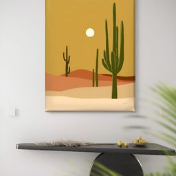 Livin'luxe Yellow & Green Desert Cactus Printed Canvas Wall Art-picture-3