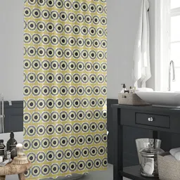 ArtzFolio Yellow & White Printed Waterproof Shower Curtain-image-84