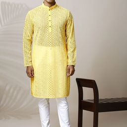 Be Desi Men Paisley Embroidered Regular Kurta with Pyjamas-image-63