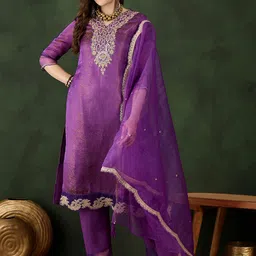 Sangria Embroidered Kurta & Trouser With Dupatta-51