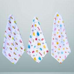 BAESD Pack Of 3 Printed Pure Cotton Baby Wash Cloths-image-112