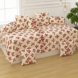 HIYANSHI HOME FURNISHING Beige & BrownCotton 8-Pieces Diwan Set-image-96