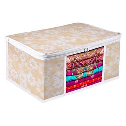 Kuber Industries Gold-Toned Flower Quilted Printed With Visible Window Organiser image 3