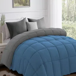 CHICERY Blue & Grey Heavy Winter 210 GSM Single Bed Comforter-image-60