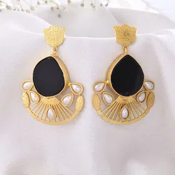 DASTOOR Gold Plated Artificial Stones Studded Contemporary Drop Earrings-68