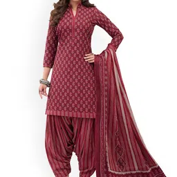SALWAR STUDIO Floral Printed Pure Cotton Unstitched Dress Material-image-75