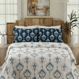 Boutique Living India Gardenia Augusta White Cotton King Bedsheet Set 2.74 m x 2.74 m-image-52