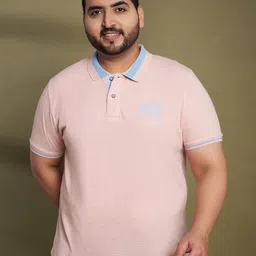 AUSTIVO Men Plus Size Typography Printed Polo Collar Cotton Slim Fit T-shirt-8
