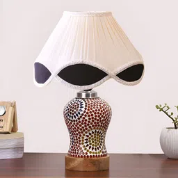 Aura White & Black Textured Glass Frustum Shaped Table Lamp-image-75