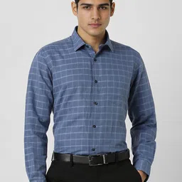 Van Heusen Men Regular Fit Spread Collar Grid Tattersall Checked Formal Shirt-image-36