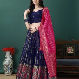 A TO Z CART Woven Design Zari Ready to Wear Lehenga & Unstitched Blouse With Dupatta-picture-13