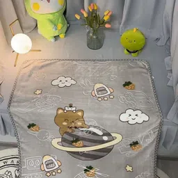 Butterthief Grey & White Cartoon Characters Mink Heavy Winter 210 GSM Single Bed Blanket-image-28