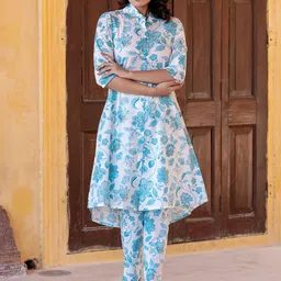 KALINI Floral Printed Pure Cotton Tunic With Trouser-picture-19