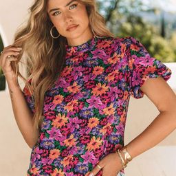 StyleCast Black Floral Round Neck Puff Sleeves Top-image-40