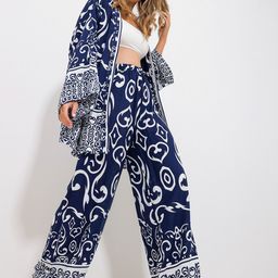 Trend Alacati stili Printed Jacket With Palazzo Co-Ords-image-10