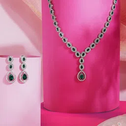 AMI Silver-Plated Austrian Diamonds Stone-Studded Jewellery Set-image-18