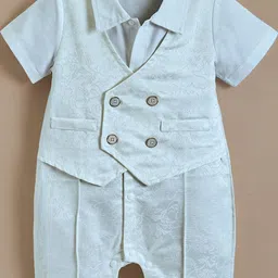 Hopscotch Kids White Classic Textured Romper-picture-24
