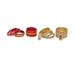 1ST TIME Set Of 2 Gold Alloy Artificial Stones & Beads Bangles-picture-26
