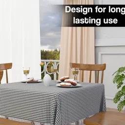 Kuber Industries Grey & White Geometric Printed Waterproof 4-Seater Table Cover image 5