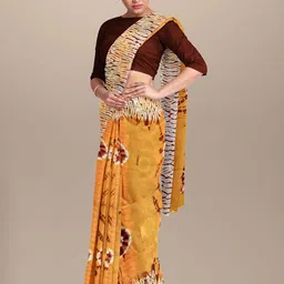 Craft Musium Tie And Dyed Pure Cotton Block Print Saree With Blouse-picture-35
