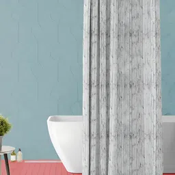 ArtzFolio White & Grey Striped Waterproof Shower Curtain-11