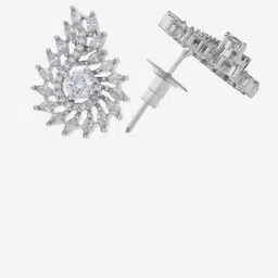Kushal's Fashion Jewellery Rhodium-Plated Zircon Studded Classic Studs image 3